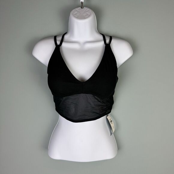 NWT Gilly Hicks Mesh Strappy Black Size Medium Bralette Removable Pads - Picture 1 of 12